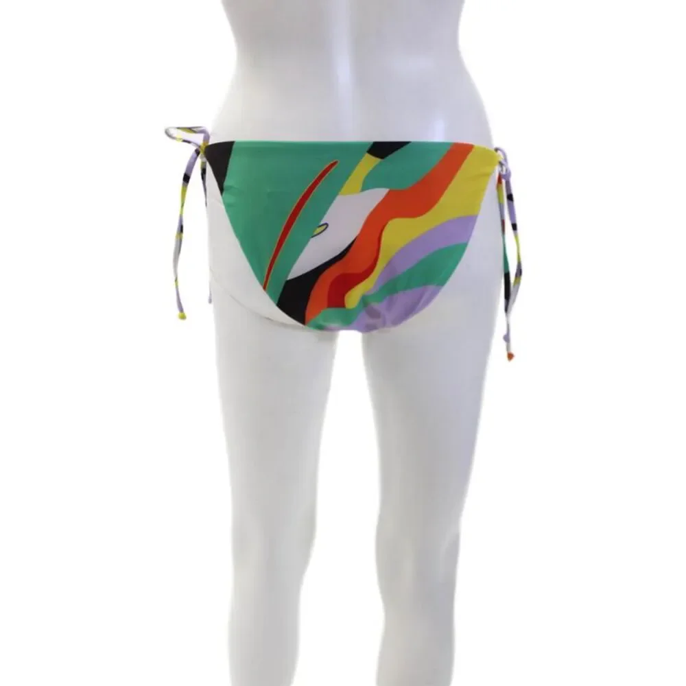 Mara Hoffman Womens Abstract Print Brazilian String Bikini Bottoms Multi Size L
